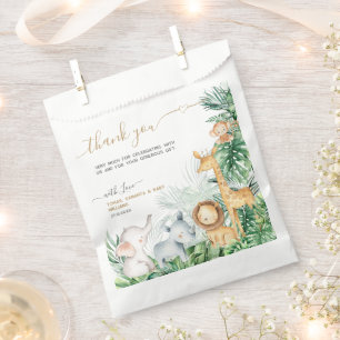 Sacolinha Safari Bebês Obrigado verde Chá de fraldas