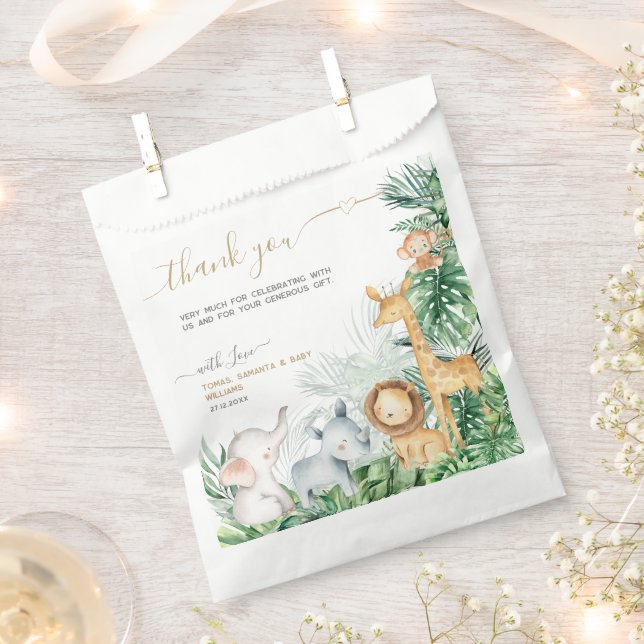 Sacolinha Safari Bebês Obrigado verde Chá de fraldas (Cortado)