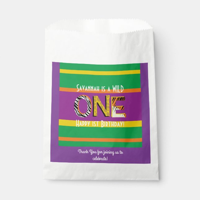 Sacolinha Safari de Partido Selvagem Um primeiro aniversario (Frente)