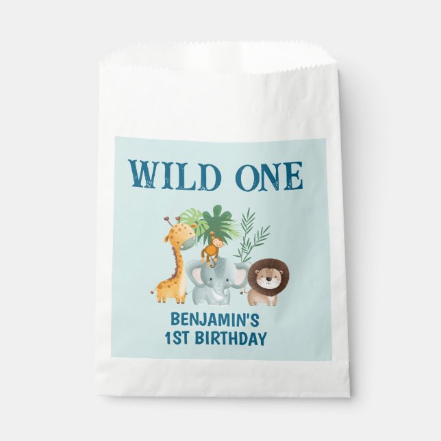 Sacolinha Safari Wild One 1st Birthday Party  (Frente)