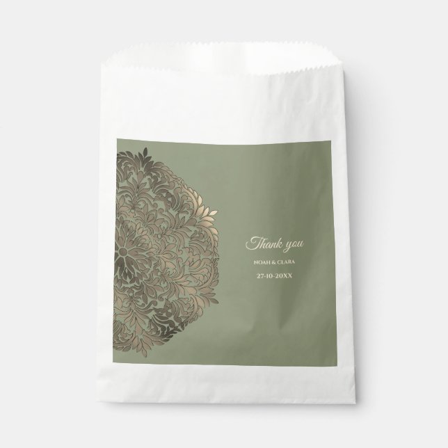 Sacolinha Sage Green e Dourado casamento com o luxo elegante (Frente)