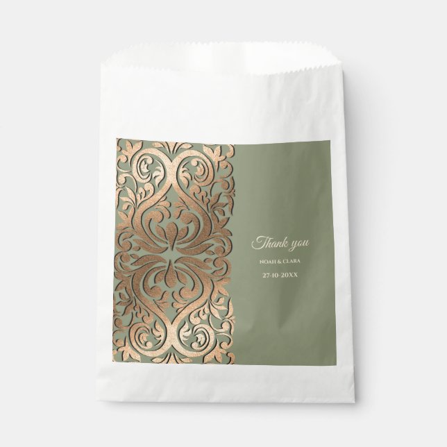 Sacolinha Sage Green e Dourado casamento com o luxo elegante (Frente)