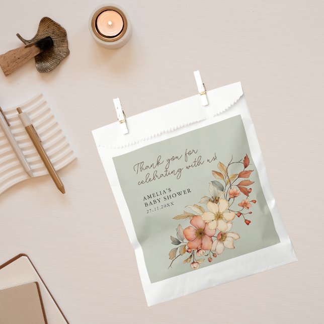 Sacolinha Sage Green Wildflower Boho Chá de fraldas Russo (Criador carregado)