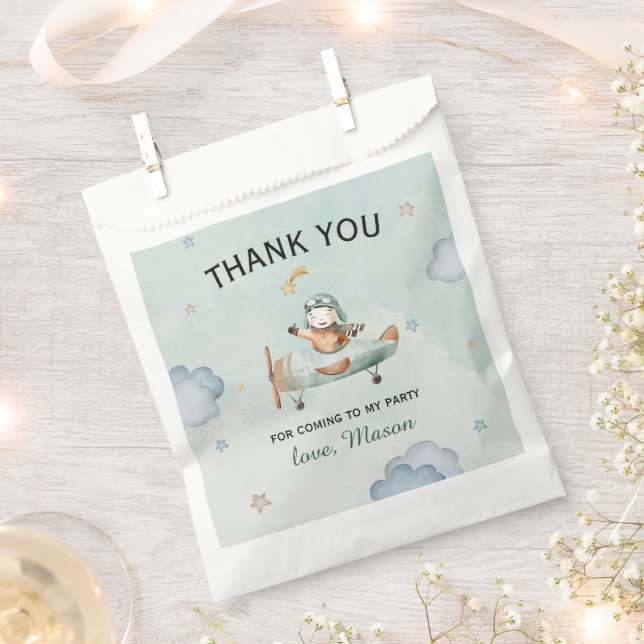 Sacolinha Sage Little Aviator Time Flies 1st Birthday (Cortado)