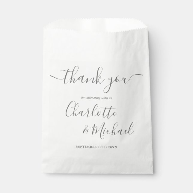 Sacolinha Sagrado Script Casamento Agradecimento Cinza (Frente)
