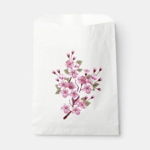Sacolinha Sakura rosa no fundo da pintura