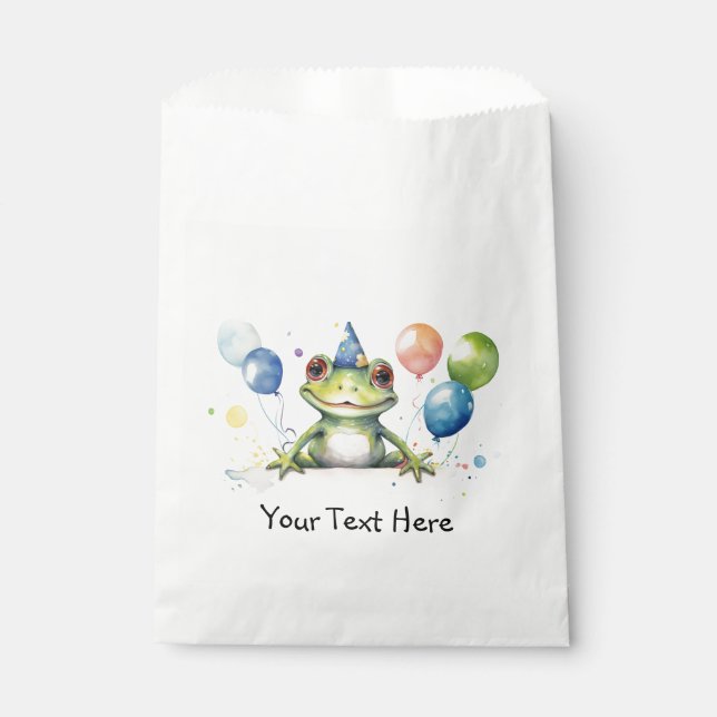 Sacolinha Sapo verde Whimsical com balões (Frente)