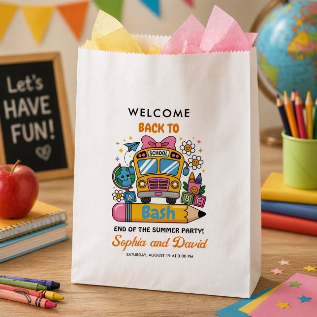 Sacolinha School’s Back Bash! Editable End of Summer Party  (School’s Back Bash! Editable End of Summer Party Favor Bag)
