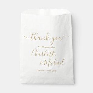 Sacolinha Script de Assinatura Casamento Obrigado Dourado