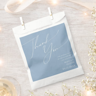 Sacolinha Script Whimsical Dusty Blue Obrigado Favor Bag