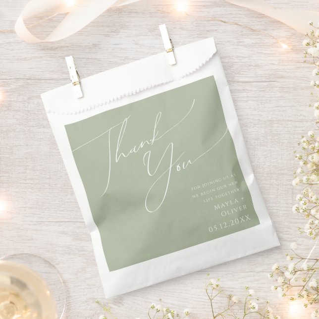 Sacolinha Script Whimsical | Sage Green Obrigado A Favor Bag (Cortado)