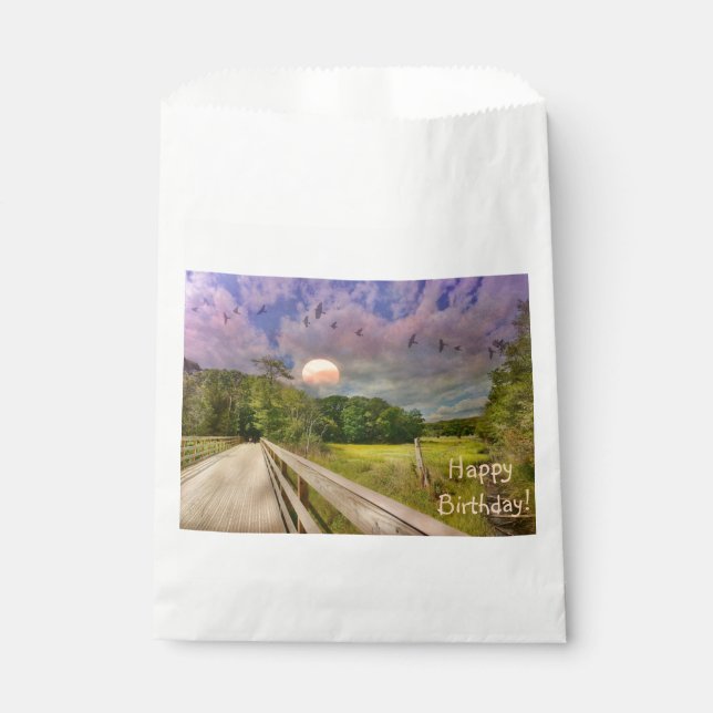 Sacolinha Seashore Marsh Sunset Birthday Favor Bolsas (Frente)