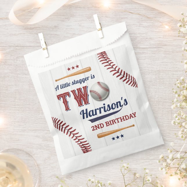 Sacolinha Segundo aniversário de beisebol para rapazes (Cortado)