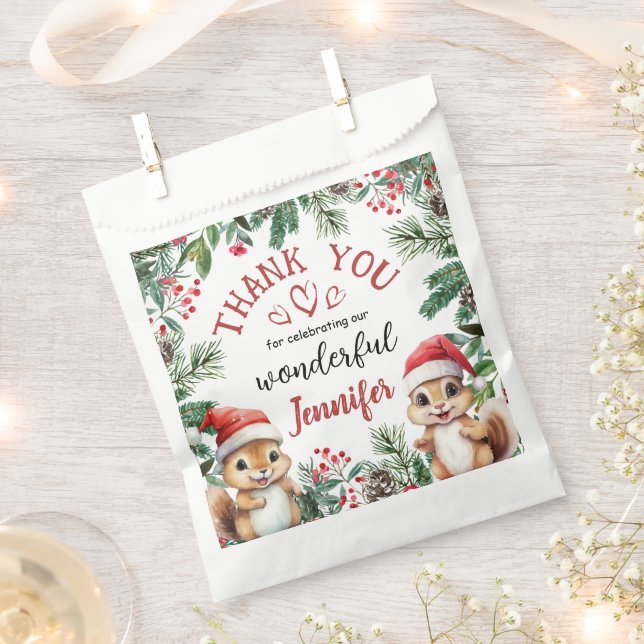 Sacolinha Segundo aniversário de Natal do Esquilo de inverno (Cortado)