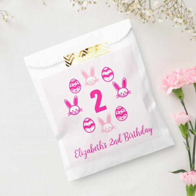 Sacolinha Segundo aniversário de Páscoa rosa (Selado)
