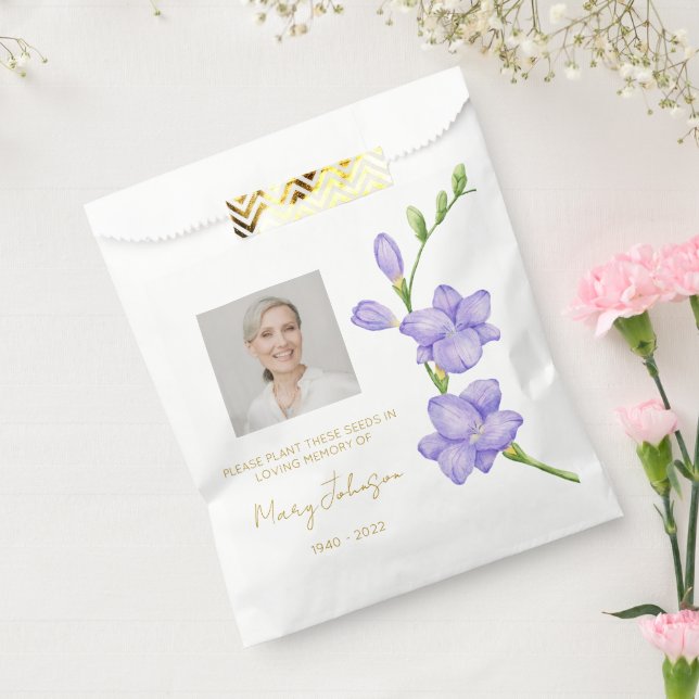 Sacolinha Semente de Freesia Simples para Funeral com Foto (Selado)