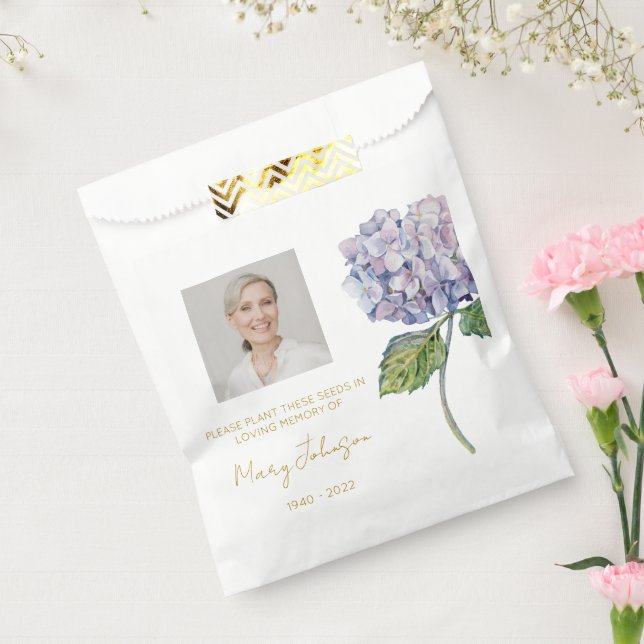 Sacolinha Semente de Hortênsia Simples para Funeral com Foto (Selado)