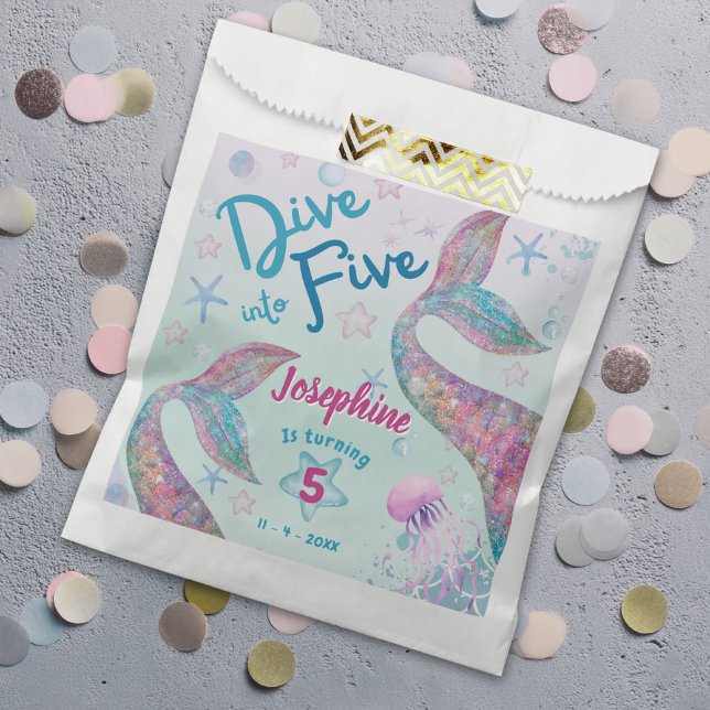 Sacolinha Sereia mergulha em cinco água natal quinta anivers (Criador carregado)