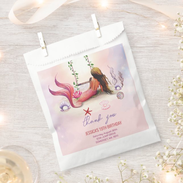 Sacolinha Sereia Sob A Festa de aniversário Do Mar (Cortado)