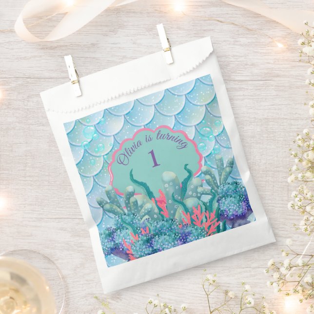 Sacolinha Sereia Whimsical Sob O Aniversário Do Mar (Cortado)