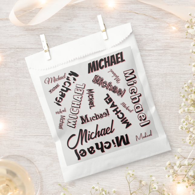 Sacolinha Seu nome é padrão monograma rosa cor sombra (Cortado)