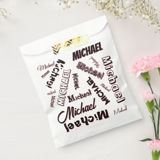 Sacolinha Seu nome é padrão monograma rosa cor sombra (Selado)