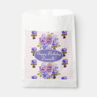 Sacolinha Shabby Pansy Floral Party Cake Favor Bag