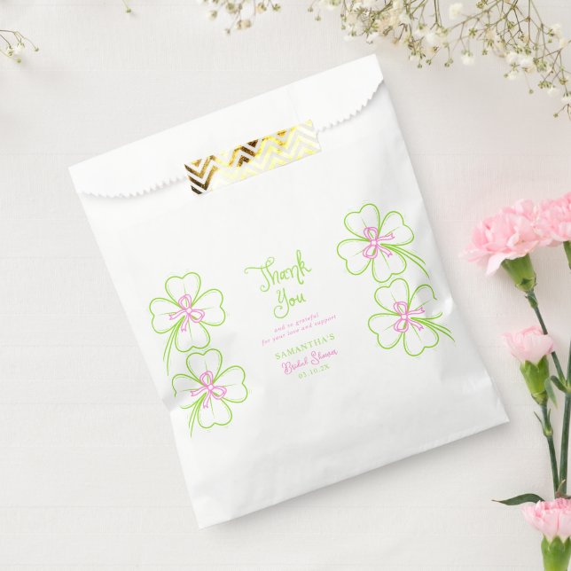 Sacolinha  Shamrock Pink Green  Bridal Shower Thank You (Selado)