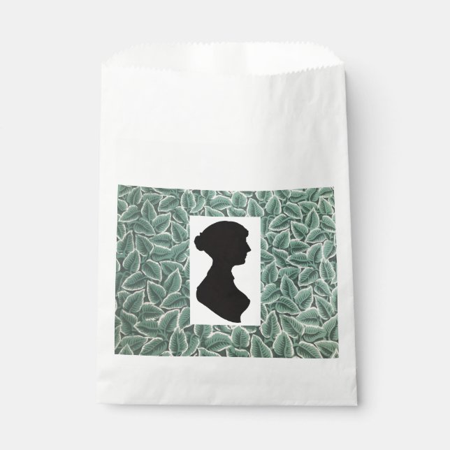 Sacolinha Silhueta de Jane Austen em Papel de Parede com Fol (Frente)