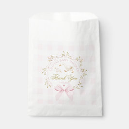 Sacolinha Silly Goose Pink Gingham Bow Baby Shower Thank you