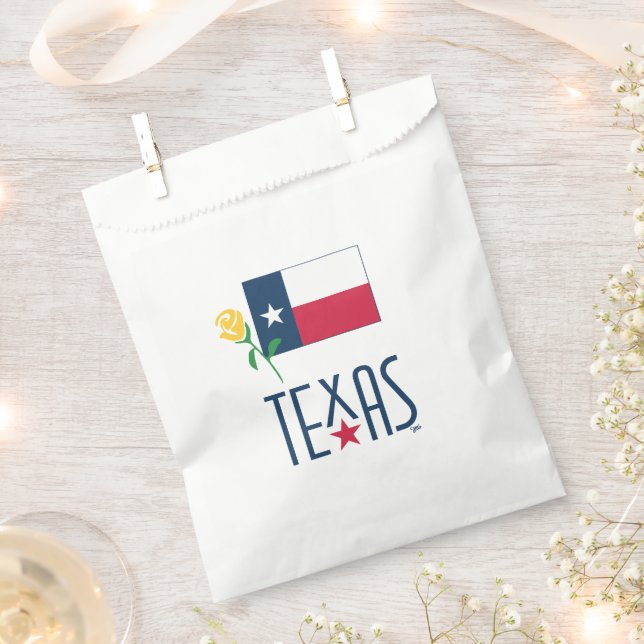 Sacolinha Símbolos do Texas, Bandeira do Texas e Rosa Amarel (Cortado)