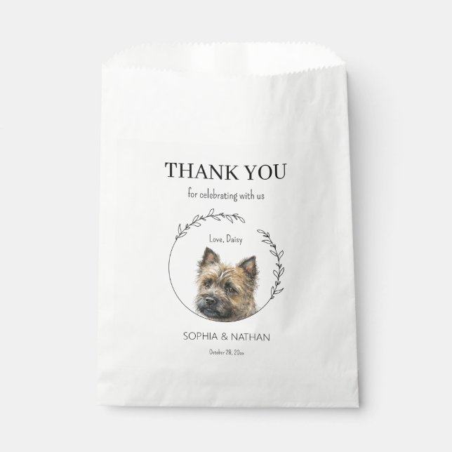 Sacolinha Simple Cairn Terrier Wedding Obrigado Por Bag (Frente)