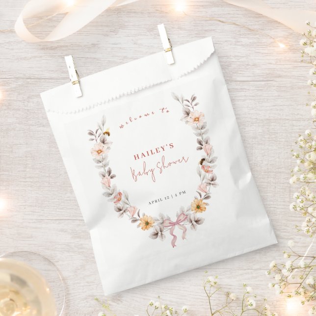 Sacolinha Simples Boho Wildflower Wreath Chá de fraldas de b (Cortado)