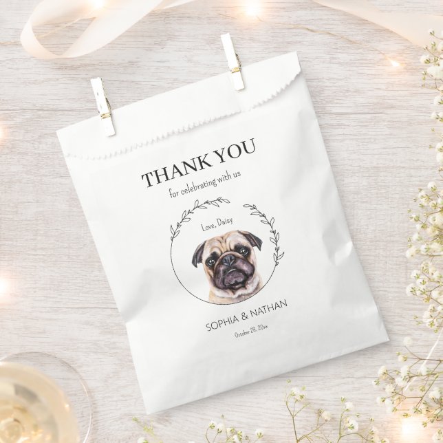 Sacolinha Simples Casamento De Pug Obrigado A Favor Bag (Cortado)