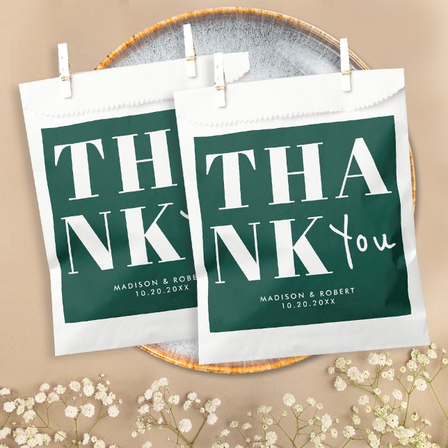 Sacolinha Simples Emerald Green Bold Chic Obrigado Casamento (Criador carregado)