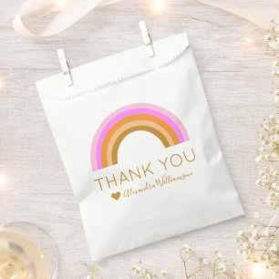Sacolinha Simples Retro Arco-Íris Personalizado Obrigado