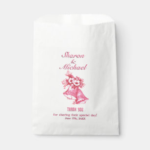 Sacolinha Sinos de Casamento Rosa Favorecem Nomes de Saco e