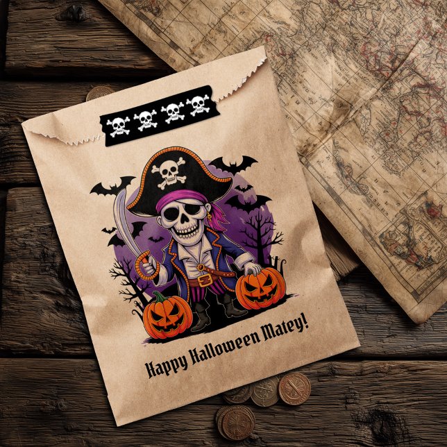 Sacolinha Skeleton Pirate Happy Halloween Matey (Criador carregado)