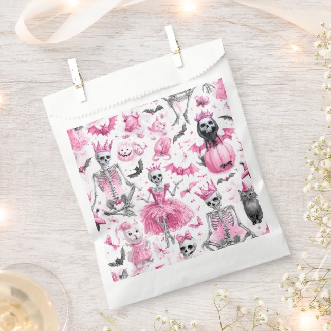 Sacolinha Skeleton Rosa Midoso Princesa do Halloween Favor B (Cortado)
