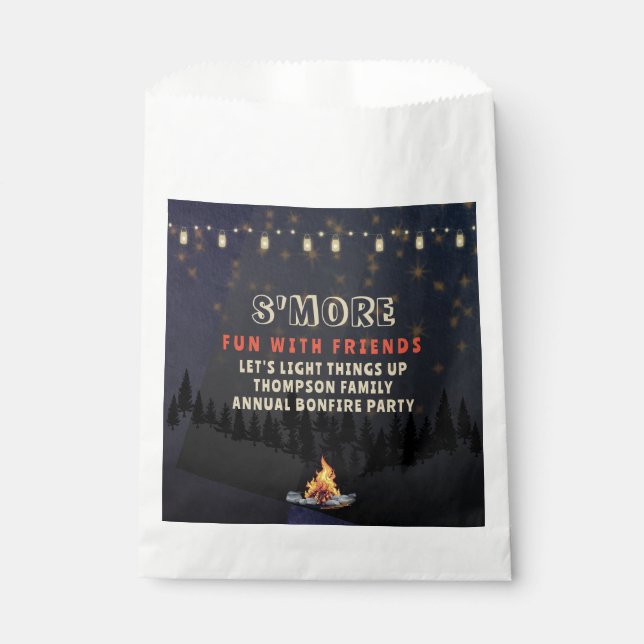 Sacolinha S'mores Divertido Bonfire Backyard Cookout Amizade (Frente)
