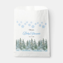 Sacolinha Snowflakes Pine Trees Winter Baby Shower 
