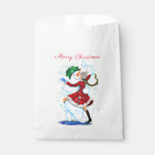Sacolinha Snowman de Natal e Dançarinas Favor Bag