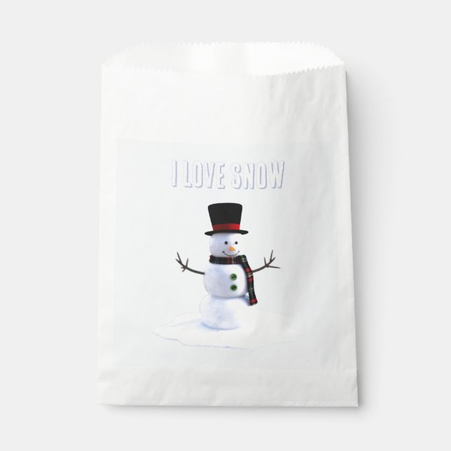 Sacolinha Snowman with hat and scarf. I Love Snow (Frente)