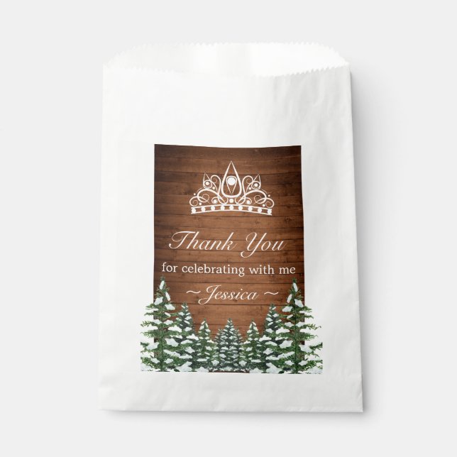 Sacolinha Snowwood Forest Country Pine Aniversário Obrigado (Frente)