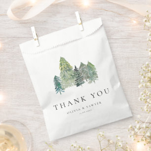Sacolinha Snowy Evergreen Forest Casamento no inverno Obriga