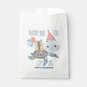 Sacolinha Sob O Mar Aquarela Tartaruga Aniversário Obrigado