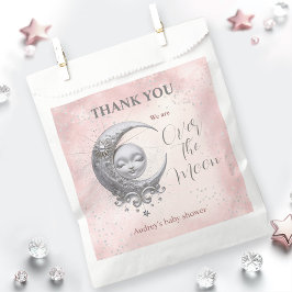 Sacolinha Sobre A Chá de fraldas De Moon Rosa Favor Bag