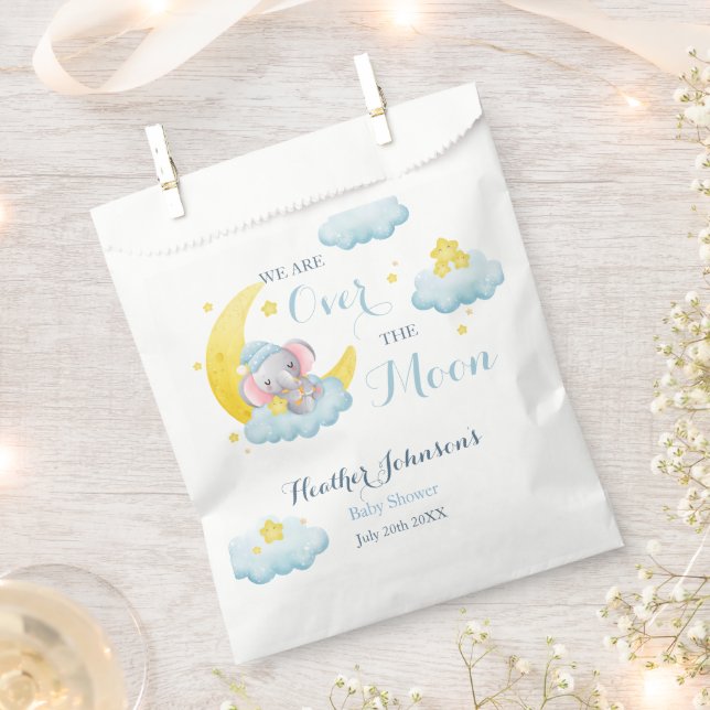 Sacolinha Sobre O Chá de fraldas Elefante Da Lua (Cortado)