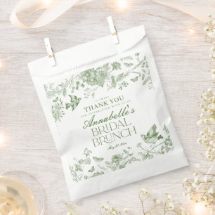 Sacolinha Sobremesa de Brunch de Noiva Floral Verde Toile De