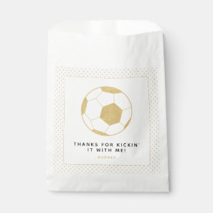 Sacolinha Soccer Party - Favor Personalizado Bag Dourado e B